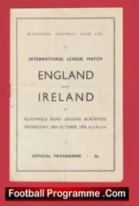 England v Ireland 1950 – at Blackpool Multi Signed