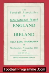 England v Ireland 1951 – at Villa Park Birmingham