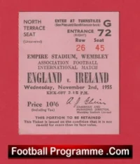 England v Ireland 1955 – Football Ticket 1950’s