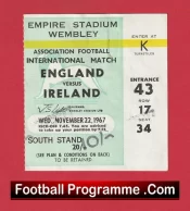England v Ireland 1967 – Match Ticket