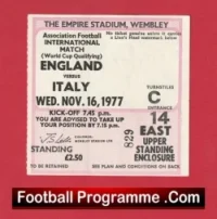 England v Italy 1977 – Match Ticket