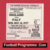 England v Italy 1977 – Match Ticket