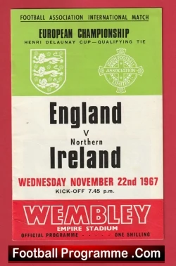 England v Northern Ireland 1967 - George Best + Bobby Charlton - football programme