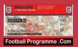 England v Northern Ireland 2005 - Match Ticket Directors Box Man Utd - football memorabilia