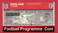 England v Poland 2005 – Match Ticket Directors Box Man Utd