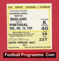 England v Portugal 1969 – Match Ticket