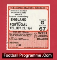 England v Portugal 1974 – Match Ticket