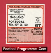 England v Portugal 1974 – Match Ticket