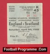 England v Scotland 1952 – Football Ticket Schoolboys Duncan Edwards