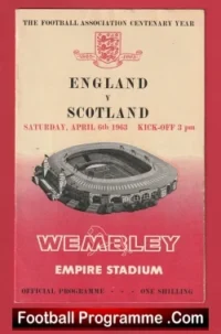 England v Scotland 1963 – + Bobby Charlton + Gordon Banks Debut
