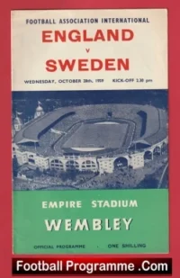 England v Sweden 1959 – Football Programme