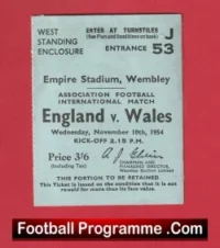 England v Wales 1954 – Match Ticket