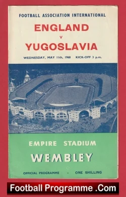 England v Yugoslavia 1960 + Bobby Charlton - football programme