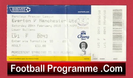Everton v Manchester United 2010 - Football Ticket - Image 2