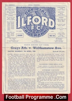 Grays Athletic v Walthamstow Avenue 1958 - Essex Senior Cup Final at Ilford - football programme