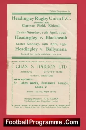 Headingley Rugby v Blackheath 1954 – 1950s Rugby Programme