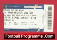 Leeds United v Manchester United 2011 – League Cup Match Ticket