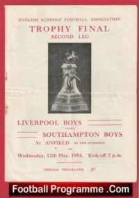 Liverpool Boys v Southampton Boys 1954 – Schoolboys Trophy Cup Final