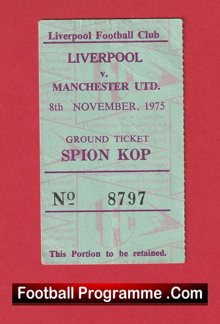 Liverpool v Manchester United 1975 - Football Ticket Kop End - Image 2