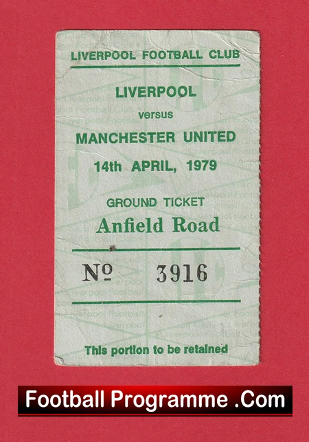 Liverpool v Manchester United 1979 - Football Ticket Kop End - Image 2