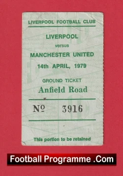 Liverpool v Manchester United 1979 - Football Ticket Kop End - football memorabilia