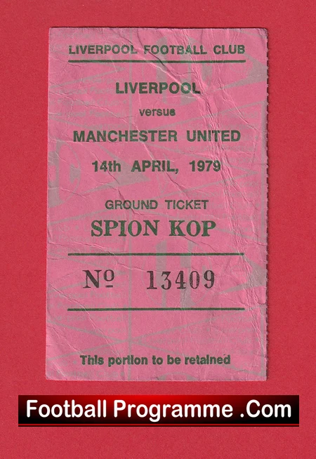 Liverpool v Manchester United 1979 - Football Ticket Kop End - Image 2