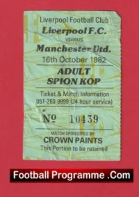 Liverpool v Manchester United 1982 – Football Ticket Kop End
