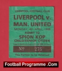 Liverpool v Manchester United 1988 – Football Ticket Kop End