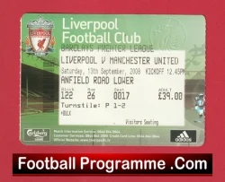 Liverpool v Manchester United 2008 - Football Ticket - football memorabilia