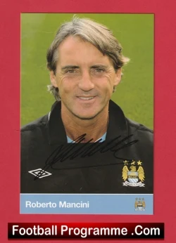 Manchester City Roberto Mancini Autograph Signed Picture Card Manager - football memorabilia