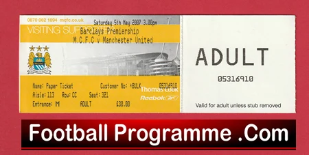 Manchester City v Manchester United 2007 - Football Ticket - Image 2