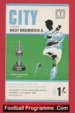 Manchester City v WBA 1968 - Charity Shield at Maine Road - football programme