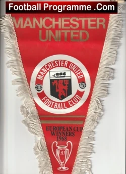 Manchester United Pennant Flag 1968 Man Utd European Cup Winners - football memorabilia