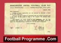 Manchester United Ticket Application League Cup Final 1983