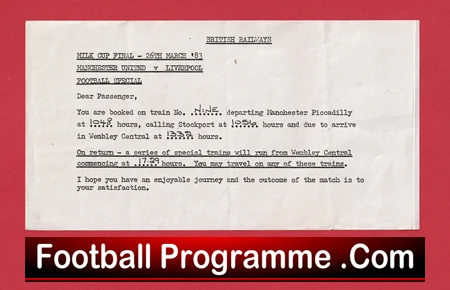 Manchester United Ticket Application League Cup Final 1983 + Itinerary Slip - Image 2