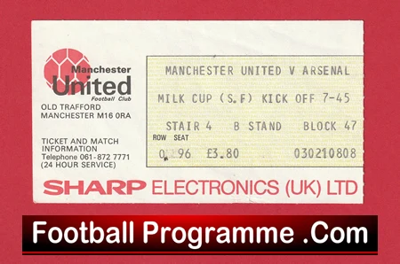 Manchester United v Arsenal 1983 - Semi Final Match Ticket - Image 2