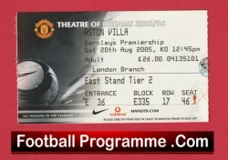 Manchester United v Aston Villa 2005 - Match Ticket - football memorabilia
