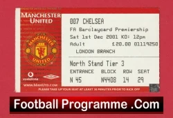 Manchester United v Chelsea 2001 - Match Ticket - football memorabilia