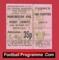 Manchester United v Derby County 1971 – Match Ticket