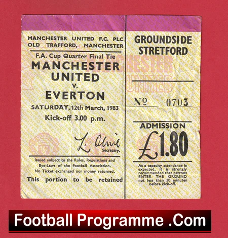 Manchester United v Everton 1983 - Football Ticket FA Cup QF - Image 2