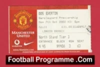 Manchester United v Everton 2002 – Man Utd Ticket