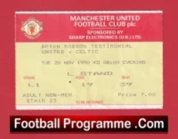 Manchester United v Glasgow Celtic 1990 Bryan Robson Testimonial Ticket