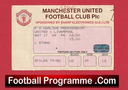 Manchester United v Liverpool 1994 - Match Ticket - Image 2