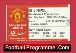 Manchester United v Liverpool 2003 - Football Ticket - football memorabilia