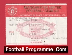 Manchester United v Southampton 1993 - Match Ticket - football memorabilia