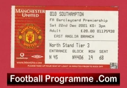 Manchester United v Southampton 2001 - Football Ticket - football memorabilia
