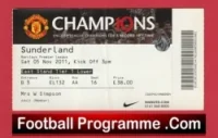 Manchester United v Sunderland 2011 – Football Ticket