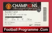 Manchester United v Sunderland 2011 – Football Ticket