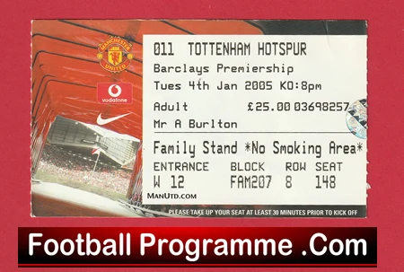 Manchester United v Tottenham 2005 - Match Ticket - Image 2