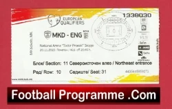 North Macedonia v England 2023 - Football Ticket Euro Skopje - football memorabilia